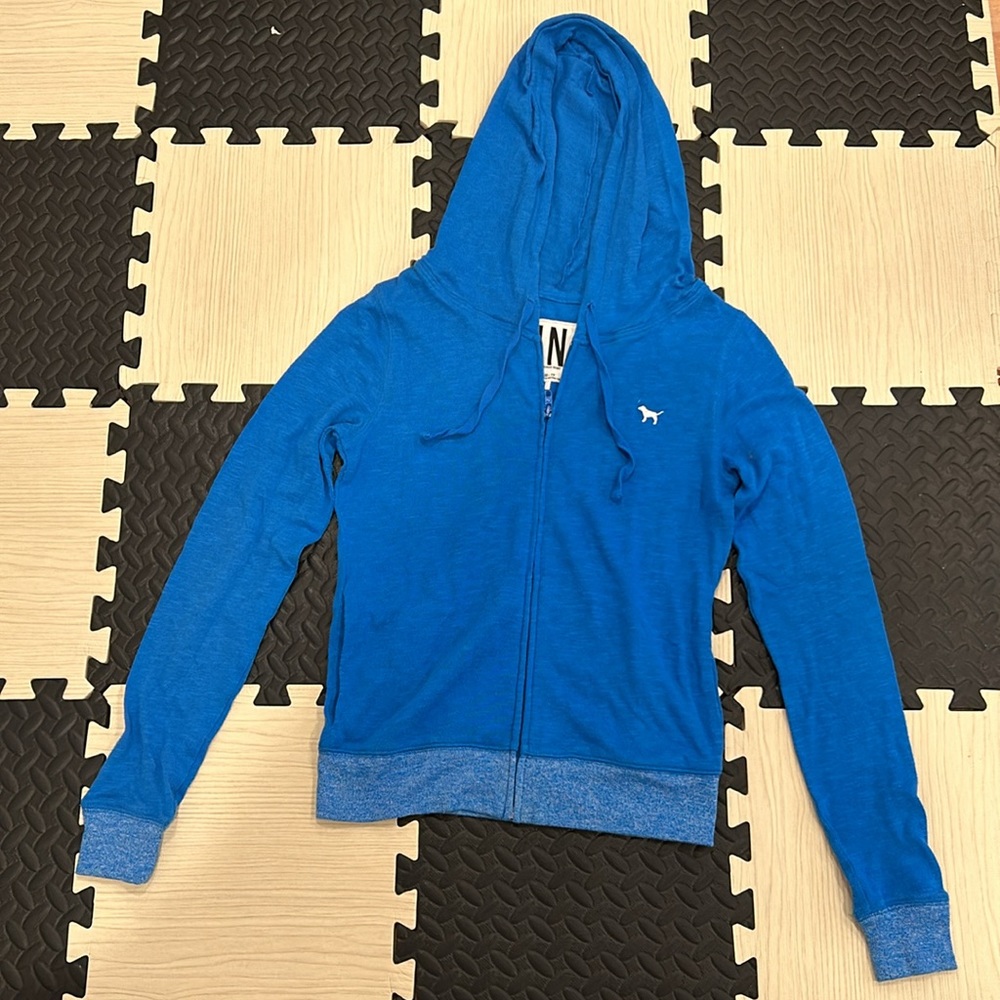 Pink Victoria’s Secret zip up in color, blue size extra small